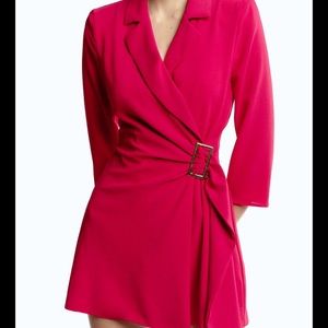 Fuchsia buckle wrap jumpsuit